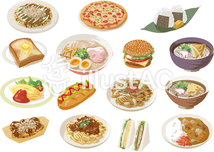 軽食 詰め合わせ 線なしイラスト - No: 769453／無料イラストなら「イラストAC」