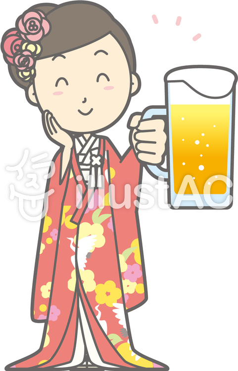 色打掛-ビール笑顔-全身 色打掛-ビール笑顔-全身のイラスト