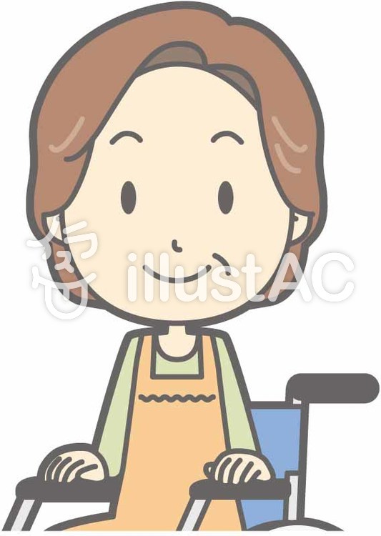 中年主婦a-車椅子笑顔-バスト 中年主婦a-車椅子笑顔-バストのイラスト