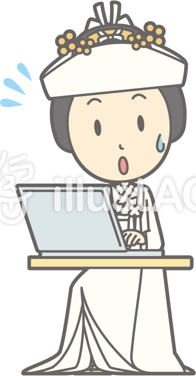 角隠し-PC焦る-全身 角隠し-PC焦る-全身のイラスト