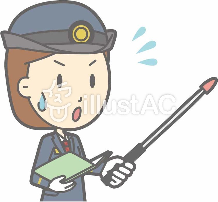 駅員女性a-指示棒4右斜-バスト 駅員女性a-指示棒4右斜-バストのイラスト