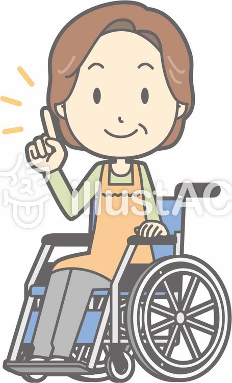 中年主婦a-車椅子指差し-全身 中年主婦a-車椅子指差し-全身のイラスト