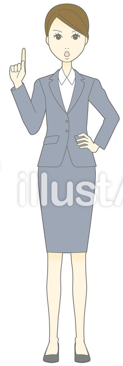 D女性スーツ-注意-全身 D女性スーツ-注意-全身のイラスト