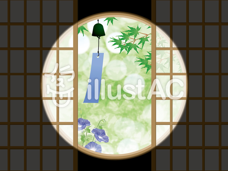 障子と風鈴 障子と風鈴のイラスト