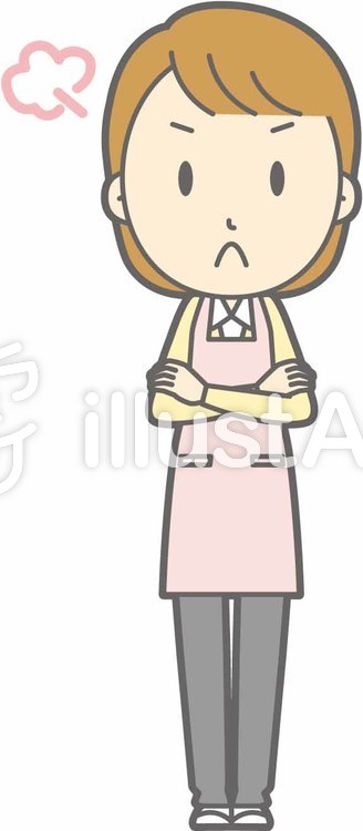 エプロン主婦-怒る-全身 エプロン主婦-怒る-全身のイラスト