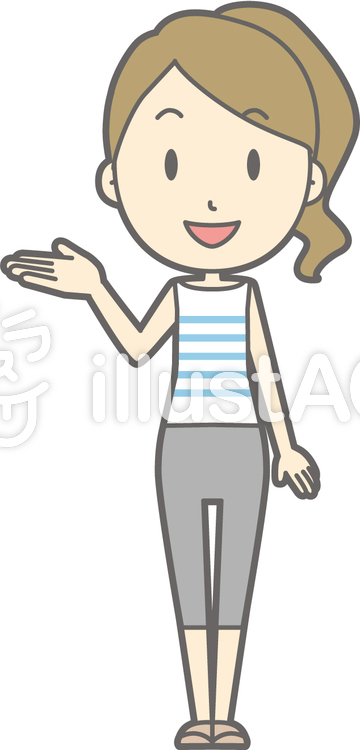 ポニー主婦g-案内笑顔-全身 ポニー主婦g-案内笑顔-全身のイラスト