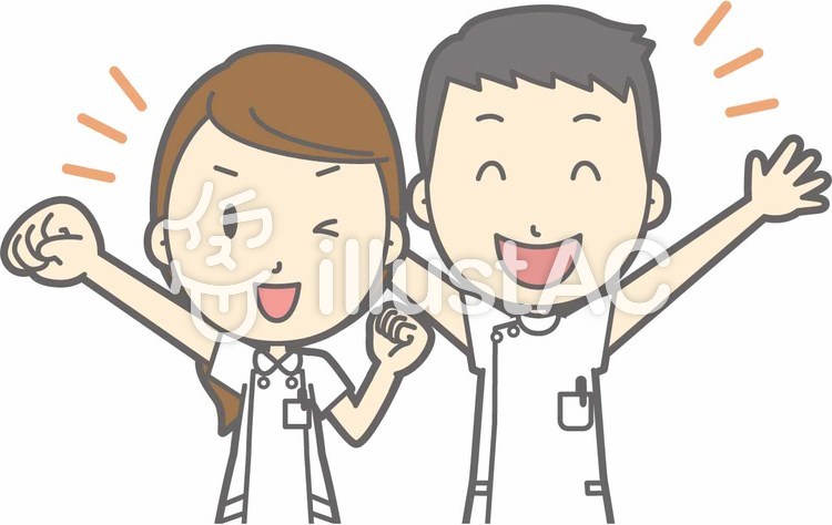 看護師男女-頑張れ-バスト 看護師男女-頑張れ-バストのイラスト