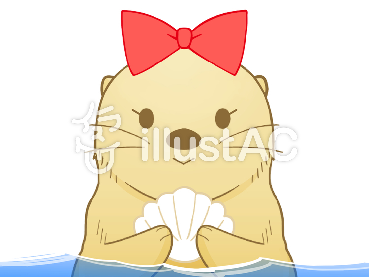微笑んでるラッコちゃん(水中) 微笑んでるラッコちゃん(水中)のイラスト