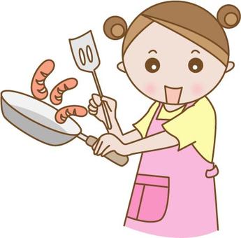 一个女人做饭