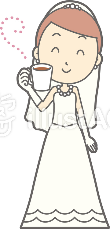 新婦ドレス-休憩-全身 新婦ドレス-休憩-全身のイラスト