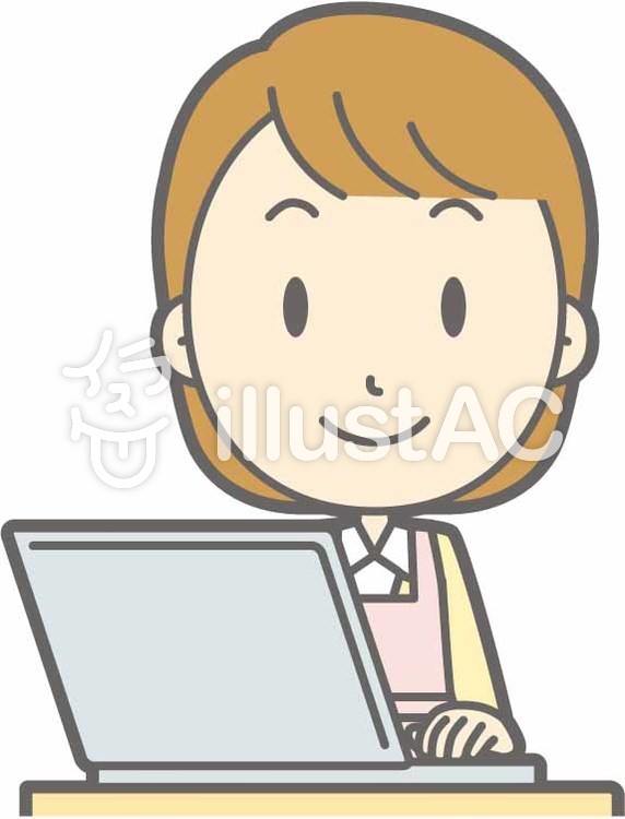 エプロン主婦-PC笑顔-バスト エプロン主婦-PC笑顔-バストのイラスト